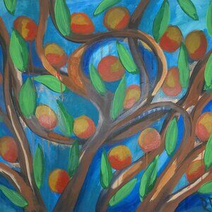 Dripping Peaches Original Painting By Artist Rachael Potter